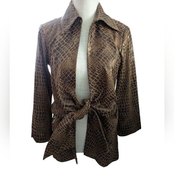 MISHCA Women's Animal Print Tie Jacket S - Picture 4 of 6